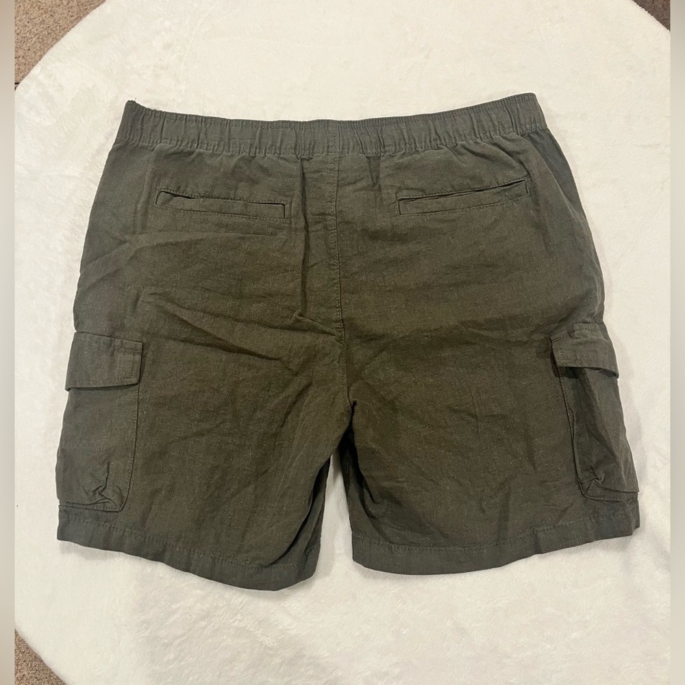 Goodfellow & Co Men’s Olive Green Linen Blend Cargo Shorts - Size Medium - Picture 2 of 8
